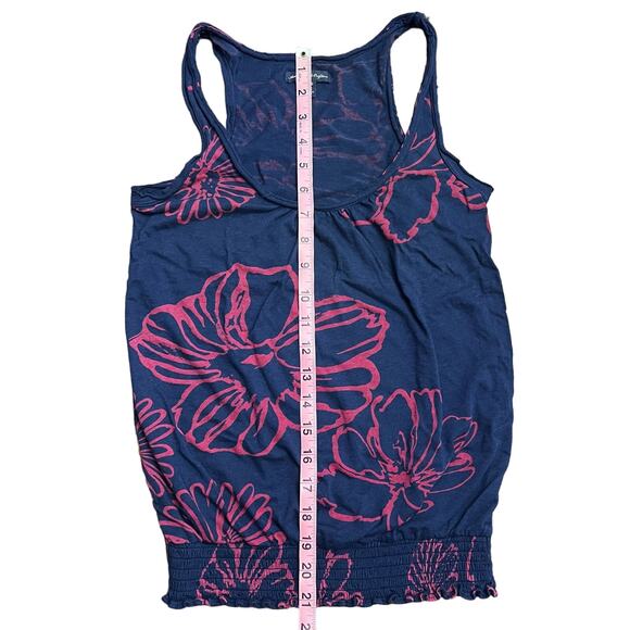American Eagle Outfitters AE Flowy Boho Sleeveless Floral Blue Red Top XS Petite - Picture 5 of 7